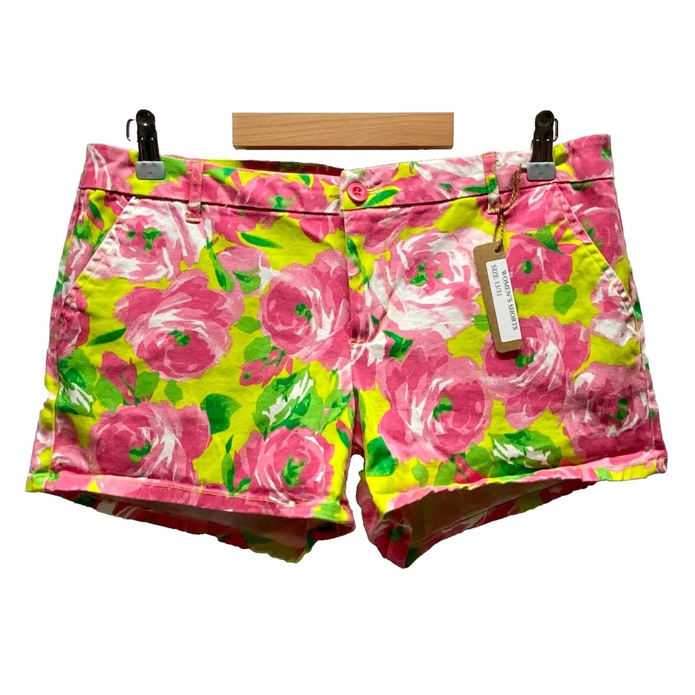 BeBop Chino Shorts Women's Juniors 13‎ Pink Floral 3" Inseam Casual Stretch EUC